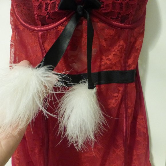 LA SENZA red "sexy Santa" baby doll lace and mesh lingerie - Picture 6 of 12